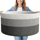 125L Extra Large Blanket Basket, 25" x 16", Jumbo Laundry Woven Baskets Decorative Home, Cotton Rope Basket with Handles, Baby Toy Baskets for Storage, Gradual Gray by GreenHaven Gardens