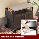 Vongrasig Grill Cart with Storage, Outdoor Bar Cart Rolling BBQ Cart Movable Pizza Oven Table Stand with Foldable Stainless Steel Top & Storage Cabinet, Black by CozyNest Decor