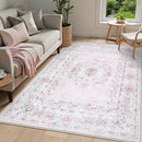 Wonnitar Floral Bow Pink Rug for Bedroom, Washable 5x7 Area Rug for Girls Nursery, Ultra-Thin Non Slip Soft Boho Carpet for Kids Room Dorm Living Room, Light Pink by TinyTreasures Baby Boutique