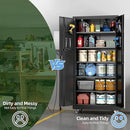 Garage Storage Cabinet with Wheels & Pegboard, 71" H×34" W×18" D Locking Metal Storage Cabinet with 2 Doors and 5 Adjustable Shelves for Garage Workshop Home, Black, Assembly Required by GreenHaven Gardens