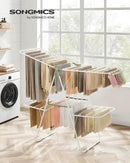 SONGMICS Clothes Drying Rack, Foldable 2-Level Laundry Drying Rack, Free-Standing Laundry Airer, with Height-Adjustable Wings, 33 Drying Rails, Sock Clips, White and Green ULLR053C01V1 by CozyNest Decor