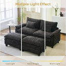 URRED Modular Sectional Sofa Comfy Cloud Couch, Modern Chenille Sofa Sleeper Deep Seat Couches with Ottoman/Pillows for Living Room (Black, 82.6''- 2 Ottomans) by CozyNest Decor
