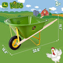 John Deere Deluxe 34" Wheelbarrow and Garden Set Includes 5 Realistic Gardening Tools,Gardening Apron, Gardening Gloves, Large Metal Wheelbarrow with Wooden Handles, Outdoor Toy Ages 5+ by TinyTreasures Baby Boutique
