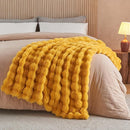 Lotus Karen Faux Fur Throw Blanket Ginger Yellow - Big Bubble Rabbit Fluff Blanket for Couch Bed Sofa,Softest Fluffy Fuzzy Cozy Blanket,Thick Furry Plush Shaggy Warm Blankets for Women,60x80 Inches by CozyNest Decor