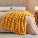 Lotus Karen Faux Fur Throw Blanket Ginger Yellow - Big Bubble Rabbit Fluff Blanket for Couch Bed Sofa,Softest Fluffy Fuzzy Cozy Blanket,Thick Furry Plush Shaggy Warm Blankets for Women,108x90 Inches by CozyNest Decor