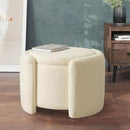Furniliving Upholstered Button Tufted Round Ottoman, Ottoman with Storage, Teddy Footrest Stool, Removable Lid Convenient Footstools, Bedroom Ottomans with Storage for Vanity, Living Room, Beige by CozyNest Decor