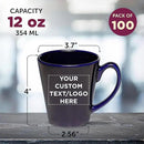 DISCOUNT PROMOS Custom Glossy Ceramic Latte Coffee Mug 12 oz. Set of 100, Personalized Bulk Pack - Perfect for Tea, Espresso, Cappuccino, Hot Cocoa - Blue by CozyNest Decor