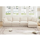 Slipcovered L Shape Sectional Long Sofa Couch - 4 Seater