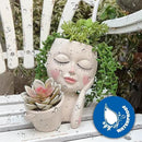 Face Plant Pot - Double Flower Pots for Indoor Outdoor Plants Resin Head Planter with Drainage Hole Cute Lady Face Plant Pots, Garden Decoration Planters, Medium by GreenHaven Gardens