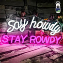 Say Howdy Stay Rowdy Neon Sign Wall Decor, Dimmable Neon Light For Man Cave Pub Beer Bar Bedroom Recreation Room Gift by GreenHaven Gardens