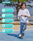 Gotrax K03 Kick Scooter for Kids, 5" LED RGB Lighted Wheels, 4.6 Lbs Lightweight and One-Click Detachable Design, Height Adjustable Handlebars, Anti-Slip Deck and Max Load 110 Lbs for Boy&Girl Age 3+ by TinyTreasures Baby Boutique