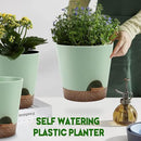 Indoor Self Watering Planters with Drainage Holes and Saucers, 9,8, 7.5 Inches, Green, 3 Pots (Springgreen) by GreenHaven Gardens