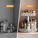 2 Tier Lazy Susan Organizer Turntable Adjustable,12 Inch Two Tier Lazy Susan Metal Easy Assembly Cleaning, Rotating Spice Rack Organizer for Cabinet Dining Table Kitchen Countertop White by CozyNest Decor