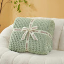 Snuggle Sac Sage Green Waffle Bedding Blankets Queen Size 90x90 inches, Reversible Microfiber Fluffy Fuzzy Soft Throw Cozy Knit Blanket for Women Mothers Birthday Gifts by CozyNest Decor