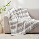 Snuggle Sac Grey Stripe Knitted Throw Blanket for Couch, Reversible Super Soft Warm Blankets Cozy Knit Fuzzy Plush Lightweight Throws for Sofa, Bed, Stripe Grey, 50 x 60 inches by TinyTreasures Baby Boutique