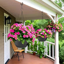 2 Pack 12 Inch Large Hanging Planters with Chains Self Watering Black Plastic Hanging Pots for Indoor Outdoor Plants, Garden Porch Home Decor，Black by GreenHaven Gardens