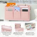 Dual-purpose Bedside Caddy Bedside Organizer, Bed Caddy with 6 Pockets, Versatile Bedside Storage Solution Magazine Remotes holder, ideal for Home, Dorm, Hospital, Crib Bed (Pink) by CozyNest Decor
