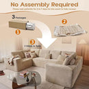 Cloud Sectional Couches for Living Room,U Shaped Modular Sofas No Assembly,135x79 Inches Plush Corduroy Oversized Floor Couch Set with Deep Seat Chaise,Beige by CozyNest Decor