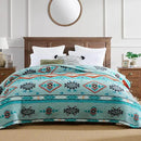 CASAAGUSTO Boho Sherpa Throw Blanket, Aztec King Size Blanket, Ultra Soft, Warm, Cozy, Plush, Thick Fleece Bohemian Throw Blanket for Couch, Bed, Sofa (Aqua 108 * 90 Inch) by CozyNest Decor