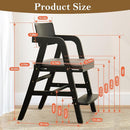 Solid Wood High Chair for Toddlers to Teens, Adjustable Height Toddler Dining Chair, Easy to Clean Toddler Highchair with Removable PU Cushion for Dining, Studying, Step Tool, Black by TinyTreasures Baby Boutique