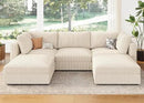 HONBAY Modular Sectional Sofa with Storage Corduroy U Shaped Sofa Modular Sectional Couches for Living Room,Beige by CozyNest Decor