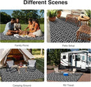 OLANLY Outdoor Rug 8x10 ft Waterproof, Outdoor Plastic Straw Rug with Geometric Pattern Clearance, Reversible RV Mat for Patio, Camping, Balcony, Deck, Backyard, Black & White by CozyNest Decor