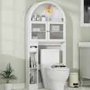 Over The Toilet Storage Cabinet, 31''W Arched Space-Saving Bathroom Organizer with Adjustable Shelf and Acrylic Doors, Freestanding Over Toilet Cabinet for Bathroom, Laundry, Restroom (White) by CozyNest Decor
