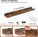 Fun Memories Picture Ledge Shelves Set of 2, 32 Inch Rustic Wall Mounted Floating Shelves with Lip for Home Storage and Décor in Bathroom, Kitchen, Nursery, Bedroom, Living Room, Brown by CozyNest Decor