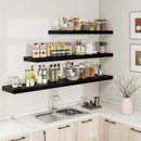 RICHFOCUS 72Inch Floating Shelves for Wall 1 Pack Shelves for Bedroom|Kitchen|Bathroom Wall Mounted Rustic Wood Floating Shelf with Invisible Brackets for Books|Storage|Decor, Black by CozyNest Decor
