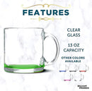 Libbey Clear Glass Coffee Mugs 13 oz. Set of 10, Bulk Pack - Perfect for Coffee, Tea, Espresso, Hot Cocoa, Other Beverages - Green Bottom by TinyTreasures Baby Boutique