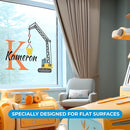 Custom Toddler Construction Crane Wall Decal I Personalized Name Decals for Walls I Nursery Wall Decal for Toddler Room Decorations I Crane Baby Sticker for Bedroom W22 x18 H (Small) by TinyTreasures Baby Boutique
