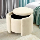 Furniliving Upholstered Button Tufted Round Ottoman, Ottoman with Storage, Teddy Footrest Stool, Removable Lid Convenient Footstools, Bedroom Ottomans with Storage for Vanity, Living Room, Beige by CozyNest Decor