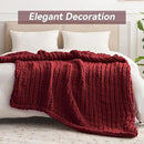 Chunky Knit Throw Blanket, 40''*50'' Knitted Throw Chenille Yarn for Bed Couch, Handmade Red Crochet Big Thick Blanket, Machine Washable Cute Comfy Blanket for Home Decor by CozyNest Decor