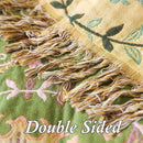 Snycler Boho Throw Blanket 60"x80" - 100% Cotton Ultra Soft Rustic Quilt, Green Floral Printed Farmhouse Decor for Bed, Sofa, Couch, Chair - All Season Cozy Blanket by CozyNest Decor