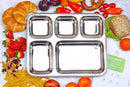Extra Large Premium Stainless Steel Dinner Plates, 5 Compartments, Set of 2 | Eco Friendly Dinnerwear for Camping, Portion Control, Meal Prep, Lunch, and Party by CozyNest Decor