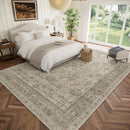 Washable 10x14 Area Rugs for Living Room, Boho Non-Slip Silicone Backing Rugs for Bedroom Dining Room Office, 0.3" Neutral Oriental Throw Carpet with 0.16" Cushioning Pad, Light Brown/Multi by TinyTreasures Baby Boutique