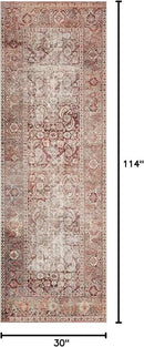 Loloi Layla Collection LAY-11 Cinnamon/Sage 2'-6" x 9'-6" .13" Thick Runner Rug, Soft, Durable, Vintage Inspired, Distressed, Low Pile, Non-Shedding, Easy Clean, Printed, Living Room Rug by CozyNest Decor