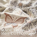 JINCHAN Boho Floral 100% Cotton Blanket 4-Layer Throw Blanket with Tassel Taupe and White Flower Butterfly Soft Luxury Rustic Farmhouse Decor Blanket for Couch Bed 60x80 inch All Season gift for women by CozyNest Decor