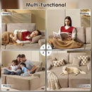 ovios 81" Oversized Sectional Double Lounge Chaise with Cloud Plush Sofa Bed, No Assembly Required, Fluffy Modern Sleeper Loveseat Chair for Indoor Living Room Bedroom Reading, Camel (Corduroy Fabric) by CozyNest Decor