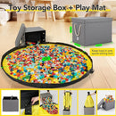 Kids Toy Box Chest Storage with Lid and Big Play Mat for Boys and Girls,Collapsible Fabric Toy Building Bricks Storage Container Organizer Bin with Rug for Playroom and Nursery Organization by TinyTreasures Baby Boutique