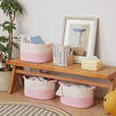 Storage Baskets for Organizing | 15"x10.2"x9.1" - 1 Pack Nursery Bin with Handles - Woven Cotton Rope Baskets for Dog Toys, Books, Shelf, Bathroom,Closet -Pink Basket for Girls by TinyTreasures Baby Boutique