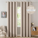 MIULEE 100% Blackout Linen Textured Curtains for Bedroom Solid Thermal Insulated Natural Beige Grommet Room Darkening Curtains & Drapes Luxury Decor for Living Room Nursery 52 x 96 Inch (2 Panels) by TinyTreasures Baby Boutique