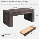 OKD 48" Modern Farmhouse Coffee Table, Wooden Living Room Table with Hidden Storage Drawer, Rustic Rectangular Center Tables w/Wood Thick Design for Living Room, Office, Dark Rustic Oak by CozyNest Decor