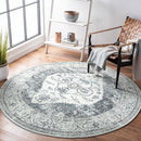 Lahome Boho Round Rugs - 4Ft Washable Non-Slip Small Round Area Rug for Bedroom Grey Lightweight Round Throw Rug, Oriental Distressed Print Indoor Circle Rugs for Bedroom Entryway Bathroom Kitchen by TinyTreasures Baby Boutique