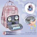RUVALINO Diaper Bag Backpack, Multifunction Travel Pack Maternity Baby Changing Bags, Large Capacity, Waterproof, Pink Plaid by TinyTreasures Baby Boutique