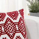 HWY 50 Red Decorative Throw Pillow Covers 18x18 Inch, Pack of 2 Embroidered Cotton Farmhouse Cushion Cover Pillow Case for Sofa Couch Living Room Bed Bedroon, Diamond Design by CozyNest Decor