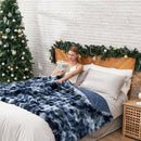 Cozy Bliss Faux Fur Throw Blanket for Couch, Fuzzy Soft Plush Thick Bubble Blanket for Sofa Bedroom Living Room, 90 * 90 Inches Tie Dye Blue by CozyNest Decor