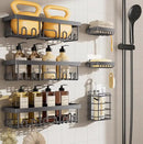 Veken Rustproof & Waterproof Shower Caddy 6-Pack, No Drilling Adhesive Shelves Rack with Soap Holder, Large Capacity Bathroom Organizers and Storage, Wall-Mounted Kitchen & Home Decor, Dark Grey by CozyNest Decor