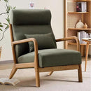 INZOY Mid Century Modern Accent Chair with High Back, Upholstered Living Room Chairs with Waist Cushion, Wood Frame Reading Armchair for Bedroom Sunroom, Green by CozyNest Decor