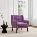 UIXE Accent Chairs Set of 2, Modern Upholstered Arm Chair, Mid-Century Club Armchair Comfy Single Lounge Sofa, Button Tufted Living Room Reading Side Seating for Bedroom Office, Velvet-Purple by CozyNest Decor